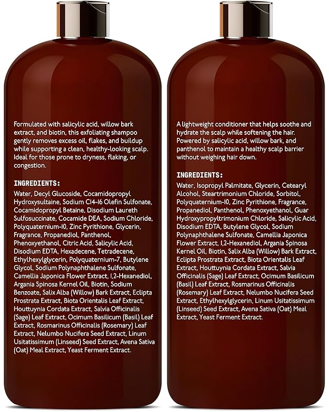 DEL SUR Clarifying Shampoo & Conditioner Set for Oily Scalp | 16 fl oz | with Camellia Japonica, Salicylic Acid, Papaya & Biotin | Oil Control for Oily Roots & Greasy Hair