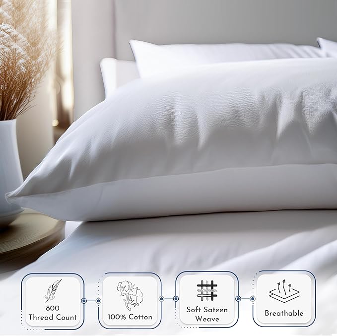 California Design Den 100% Cotton King Pillow Cases Set of 2, 800 Thread Count, Soft Pillow Cases Sateen, Fits King Size Pillows (Beige)
