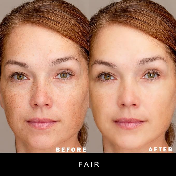 Marbleized Baked Foundation Makeup, Balance and Brighten Color Correcting Powder Foundation - Buildable Light to Medium Coverage - Demi-Matte Natural Finish (#001 FAIR, 0.32 Oz)