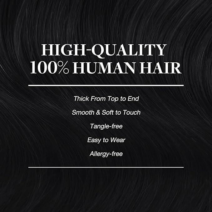 GOO GOO Clip in Hair Extensions Real Human Hair, Remy Human Hair Extensions Clip ins for Women, Natural Human Hair, 16inch 160g 7Pcs, #1 Jet Black