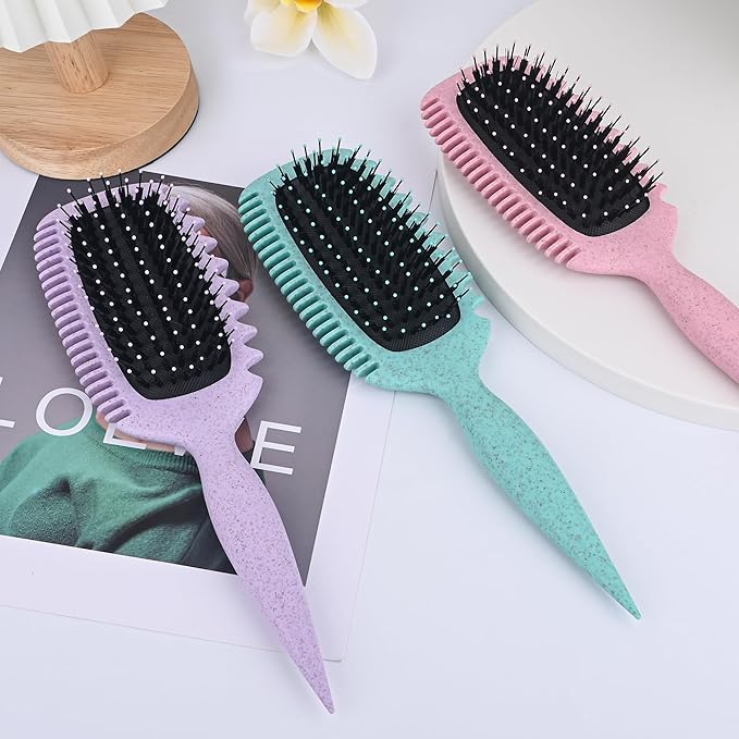 Curly Hair Brush for Detangling, Shaping and Defining Curls, Waves & Coils on All Light Wet or Dry Hair Types for Women and Men, Reduce Tangling, Curl Defining Brush, Light Rose Pink