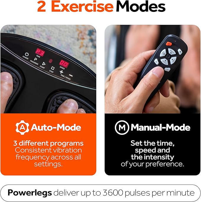 Power Legs Electric Foot Massager Machine with Remote Control, Adjustable Speed, Vibration - Calf Massager - Feet Massager for Neuropathy Pain Relief, Plantar Fasciitis, Leg Blood Circulation (Black)