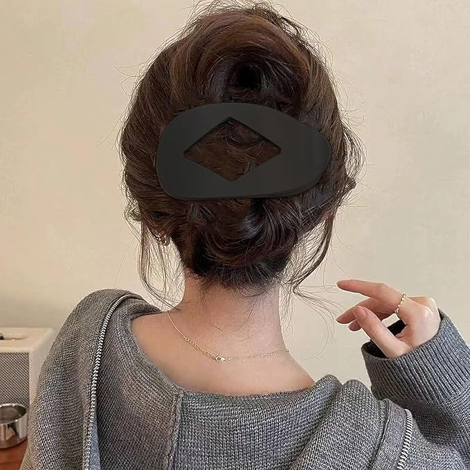 Matte Duckbill Claw Clips for Women, Strong Hold Flat Hair Clips for Thick Hair, Simple Elegant Resin Hair Clamps, Non-Slip Solid Color Hair Accessories for Work & Daily Use (A)