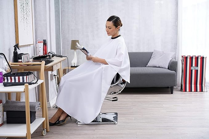 Professional Salon Cape Polyester Haircut Apron Barber Cape,54”x62”,White,C026005B