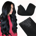 GOO GOO Clip in Hair Extensions Real Human Hair, Remy Human Hair Extensions Clip ins for Women, Natural Human Hair, 20inch 130g 7Pcs, #1 Jet Black