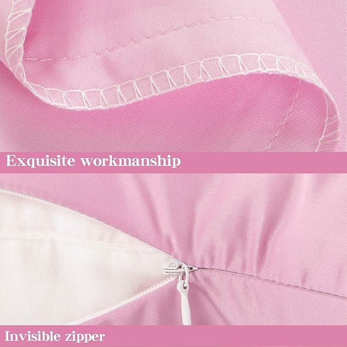 NTBAY Zippered Satin Pillow Cases for Hair and Skin, Luxury Queen Hidden Zipper Pillowcases Set of 2, 20x30 Inches, Light Pink