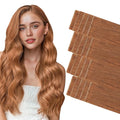 GOO GOO Invisi Edge Tape in Hair Extensions Human Hair, 330 Cinnamon Terra Copper, 20pcs 20inch 50g, Virgin Remy Hair, Seamless Injected Tape, Natural Look