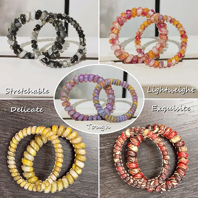 Spiral Coil Hair Ties for Women - No Damage Elastic Hair, Stretchy Phone Cord Hair Bands for Thin & Thick Hair 10-Pack, Assorted Colors -Gifts for Family Member and friends Women SP-6