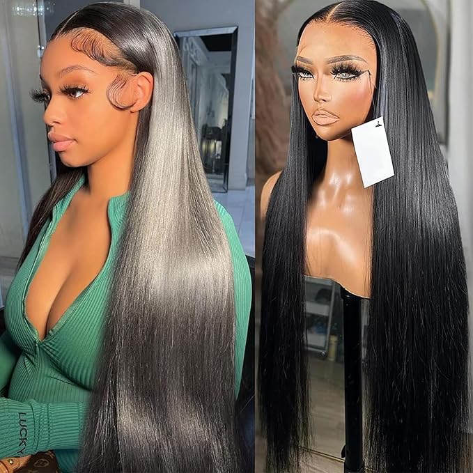 Lemoda 13x6 Full Lace Frontal Wig 180% Density Straight Lace Front Wigs Human Hair HD Transparent Lace Glueless Wig Pre Plucked 15A Brazilian Virgin Human Hair Wigs for Women 20 Inch