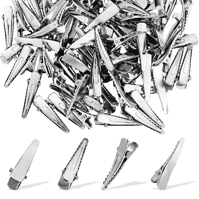 100 Pcs Alligator Hair Clips, Silver Metal Alligator Hair Pins Silver Hair Clips Small Crocodile Clips Flat Hair Bow Clips for Hair Accessories Crafts Accessory DIY Supplies