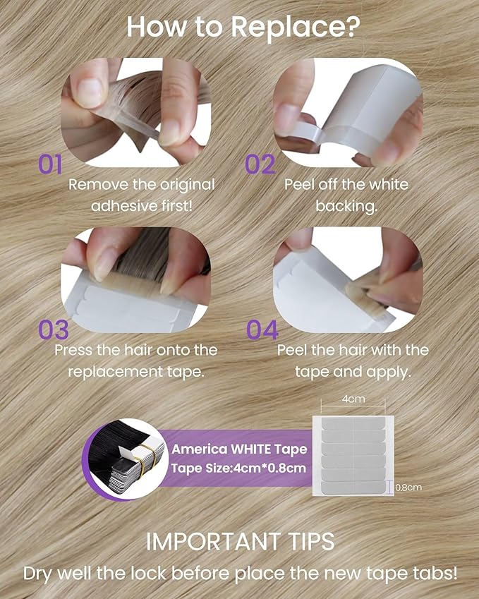 LaaVoo Tape in Human Hair Extensions 20 Inch Blonde Hair Extensions Tape in Dark Ash Blonde Highlighted with Light Blonde 20pcs 50g