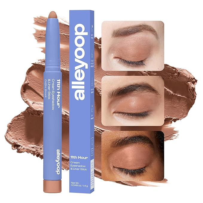ALLEYOOP 11th Hour Cream Eye Shadow Sticks - Coffee Break (Matte) - Award-winning Eyeshadow Stick - Smudge-Proof and Crease Proof for Over 11 Hours - Easy-To-Apply and Compact for Travel, 0.05 Oz