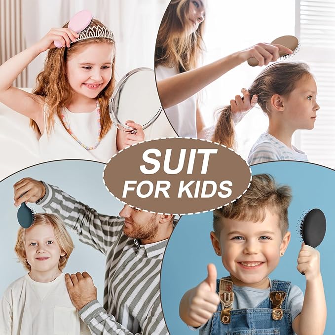 Mini Boar Bristles Hair Bursh, Travel Size Hair Brush for Women Men Kids, Protable Small Hair Brushes for Pockets Purses, Mini Hair Brush for Smooth Add Shine (1 Pack-Mocha)