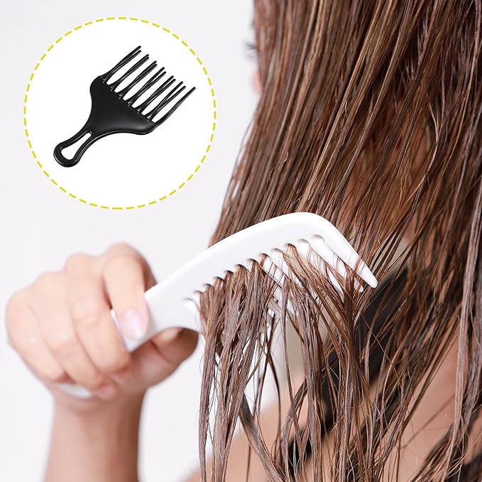 VOCOSTE Afro Hair Pick Comb Large, Plastic, Black - Curly Hair Styling Tool for Men & Women