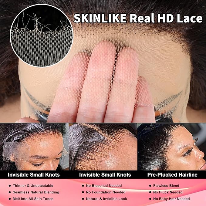 MEIMEI SKINLIKE Real HD Lace Wig Loose Deep Wave Lace Front Wigs Human Hair Pre Plucked Bleached Knots 200% Density Ultra-thin Invisible HD Lace 13x4 Loose Wave Wigs Human Hair for Women 24 Inch