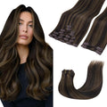 GOO GOO Clip in Hair Extensions Real Human Hair, Remy Human Hair Extensions Clip ins for Women, Natural Human Hair, 22inch 150g 9 Pcs, #2/6 Dark Brown Highlighted Chestnut Brown