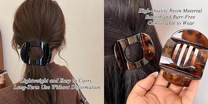 Dodorado Flat Hair Clips,Suerteyay/Hailoyearn Simple Refined Hair Clip, Sturdy Keep No Slip Large Claw Clips,Volume Flat Top Round Clip for Thick or Thin Hair (6B)