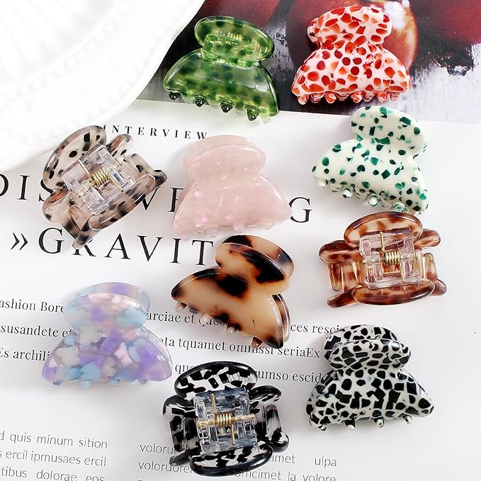 10-Pack Cute Small Acetate Hair Claw Clips for Women Girls, Tortoise Shell Jaw Clips for Fine & Thin Hair