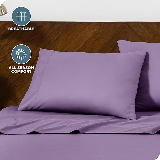 Bare Home Microfiber Pillow Cases - King 20x36 - Cooling Pillowcases - Double Brushed - Easy Care - Envelope Closure (King Pillowcase Set of 2, Lavender)