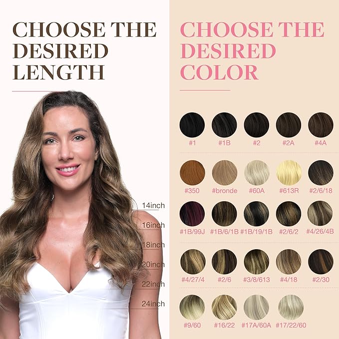 GOO GOO Tape in Hair Extensions Human Hair, 4/26/4 Balayage Chocolate Brown to Honey Blonde, 16inch 50g 20pcs, Skin Weft Seamless Invisible, Silky Straight with Thick Ends, Remy Human Hair