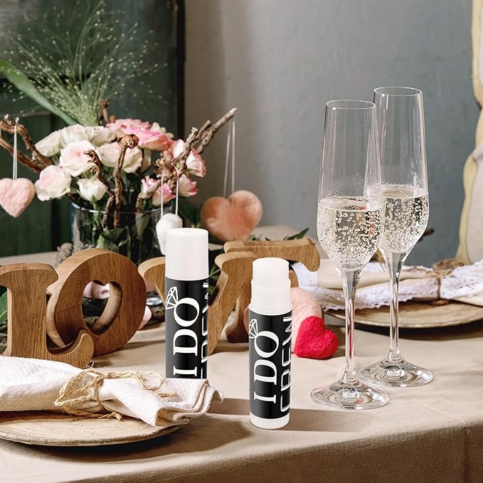 24 Pcs Bachelorette Lip Balm I Do Crew Wedding Party Gifts Bachelorette Lip Balm Gift Wedding Favors for Bachelorette Wedding Party Guest Supplies (Black with White)