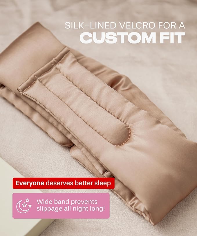 Colorado Home Co Cozy Silk Eye Mask - Blackout, Adjustable for Side Sleepers & Travel, Cloud Eye Covers, Mauve