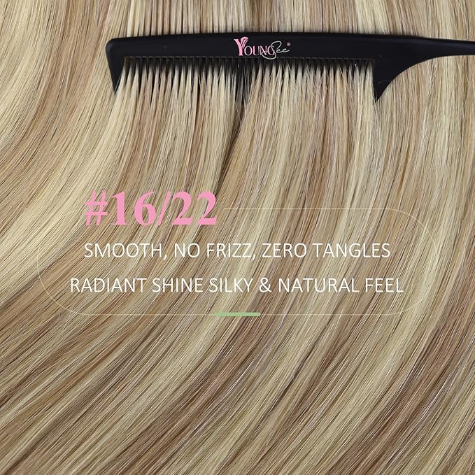 YoungSee Tape in Hair Extensions Human Hair Blonde Highlight Tape ins Human Hair Extensions Golden Blonde Invisible Tape-in Extensions for Short Hair 12 Inch 20pcs 30g