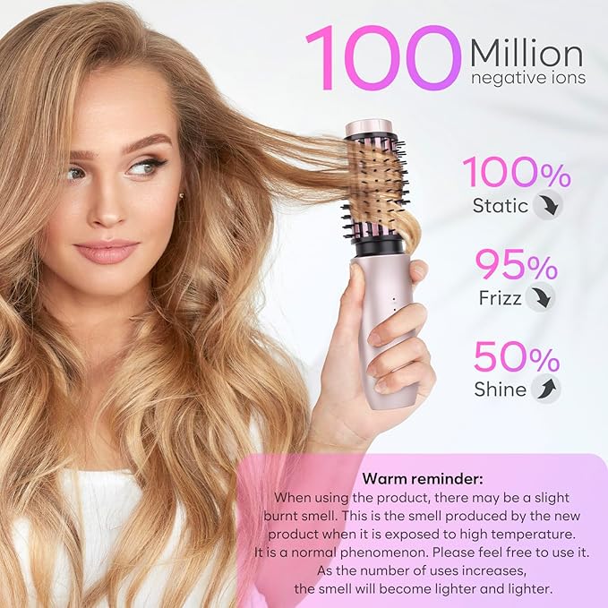 Cordless Curling Iron Brush, 3-in-1 Portable Curling Iron, 2024 New Hair Straightener Comb, 7000Mah USB Rechargeable Travel Hair Curler for Women, Pink