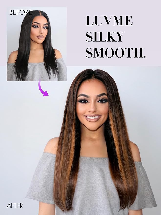 LUVME Clip in Hair Extensions Real Human Hair, Remy Human Hair Extensions Clip ins for Women, #4/27 Extensions, 18inch 135g 9Pcs Silky Straight Hair