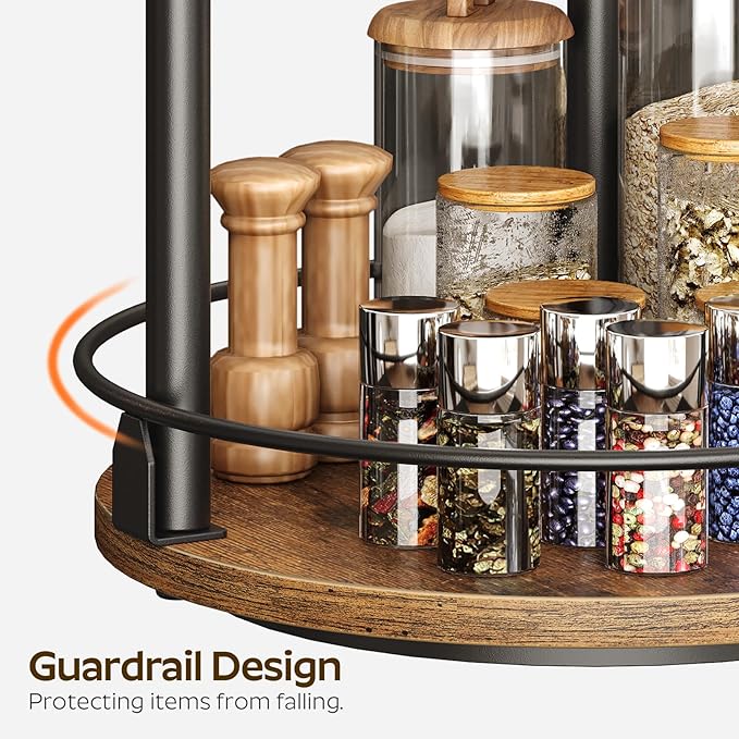 Spice Rack, Set of 2 Lazy Susan Organizer, 3-Tier Turntable Organizer For Cabinet, Compact and Versatile, for Kitchen Countertop, Rustic Brown SR23L2BR