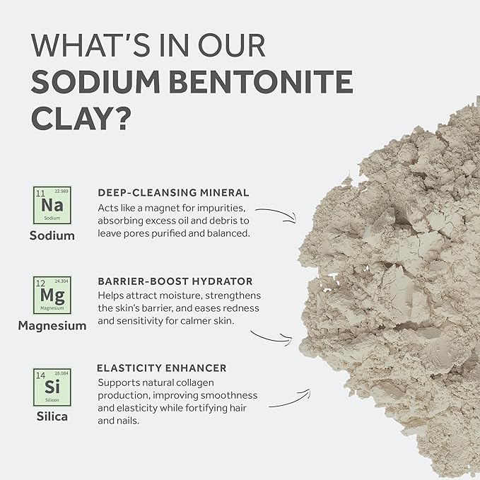 Bentonite Clay Food Grade Powder 2 Lb – Natural Heavy Metal Detox & Pore Cleansing | Indian Healing | DIY Hair & Facial Mask Treatment for Oily Skin | Toothpaste, Deo, Bath & Foot Soak