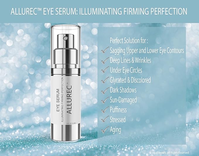ALLUREC™ Eye Cream Serum: Illuminating Firming Perfection. Best Eye Serum Peptides Cream for Firming Lifting Eyelids Anti- Aging Winkles Bags Dark Circle Puffiness Total Effects.
