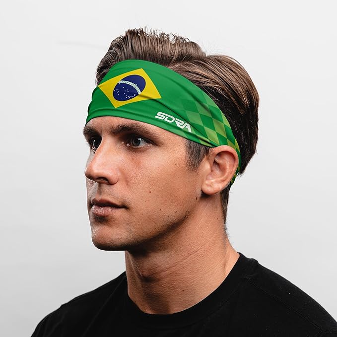 Suddora Country Flag Headbands, Wide National Flag Headbands for Sports Events, Non-Slip Fabric Sweatbands for Soccer, Tennis, Workout, Costume