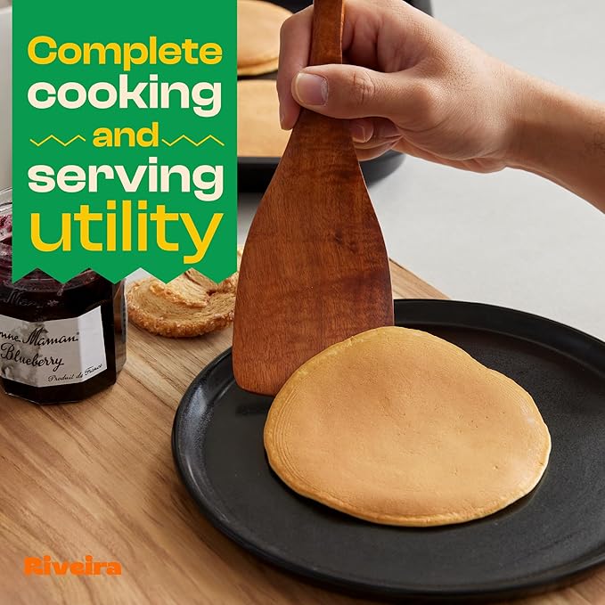 Riveira's 6-Piece Dark Brown Wooden Spoons for Cooking - Elegant Kitchen Essentials/Kitchen Utensils Set for Every Culinary Need Spatula