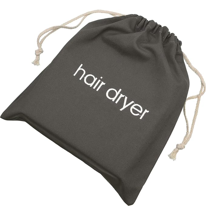 Hair Dryer Bags Drawstring Bag Hairdryer Container, 11.8 by 13.8 Inch(Cotton,Gray)