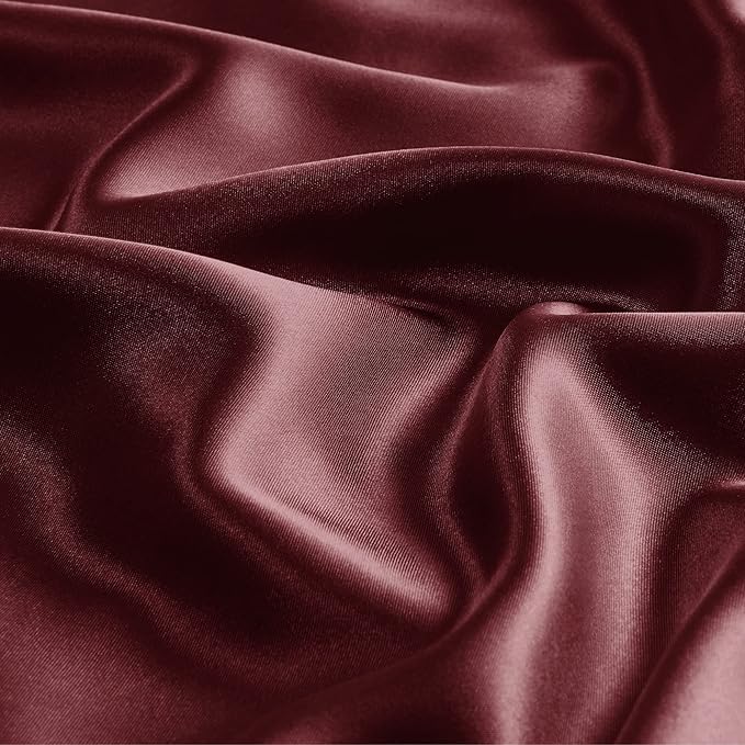 BEDELITE Satin Pillowcase with Zipper, Burgundy King Size Pillow Cases Set of 2, Super Soft and Cooling Similar to Silk Pillow Cases, Gift for Women Men(20x36 Inches)
