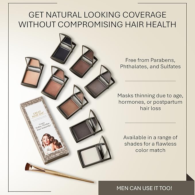 Joan Rivers Great Hair Day Root Touch Up Powder – Fill-in Powder for Thicker, Fuller Looking Hair (Ash Blonde)