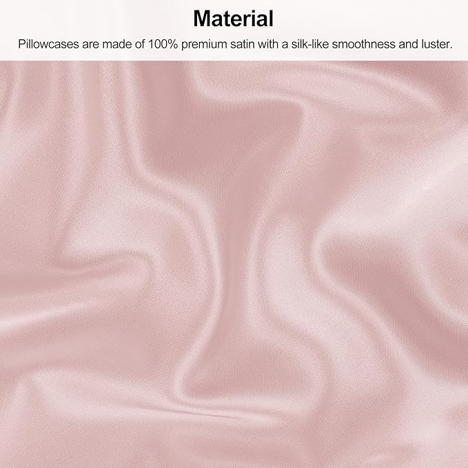 Lirex Satin Pillowcase for Hair and Skin, Super Soft and Cooling Similar to Silk, 2 Pack Standard Size 20"X 26" Pillow Cases with Envelope Closure, Gifts for Women Men, Light Pink