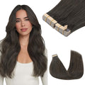 GOO GOO Tape in Hair Extensions Human Hair, 1C Mocha Brown, 20inch 100g 40pcs, Skin Weft Seamless Invisible, Silky Straight with Thick Ends, Remy Human Hair
