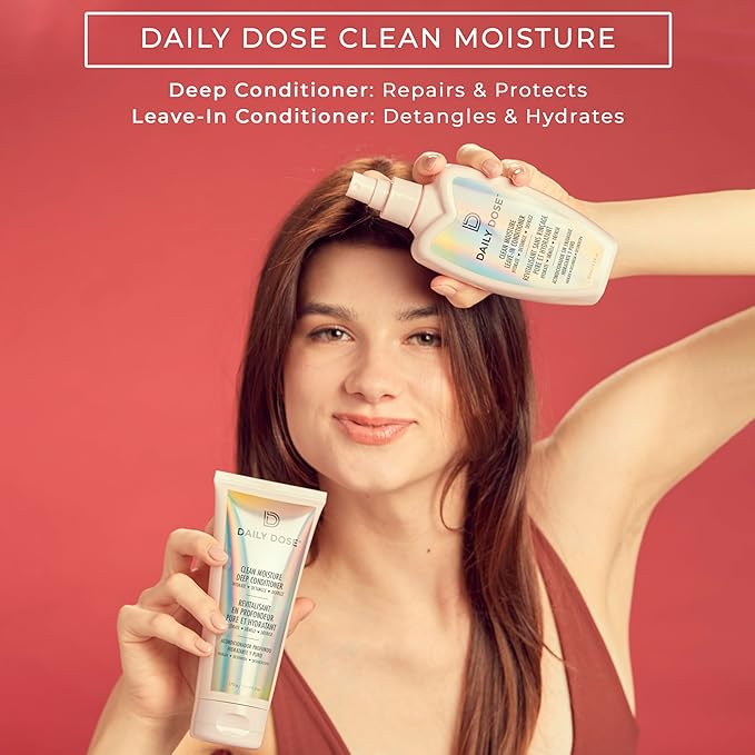DAILY DOSE Award-Winning Moisture Duo – Leave-In Conditioner Detangler Spray + Deep Conditioning Hair Mask – Hydrates, Restores, and Smooths Dry, Damaged, Color-Treated Hair for All Hair Types
