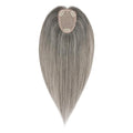 Hairro Human Hair Toppers Free Parted, 3.5x4.7" Base Hand-wovened 100% Real Hairpieces, with Invisible Clips-in for Women, for High Hairline/Adding Volume on Top, 12 Inch Dark Grey Mix Silver