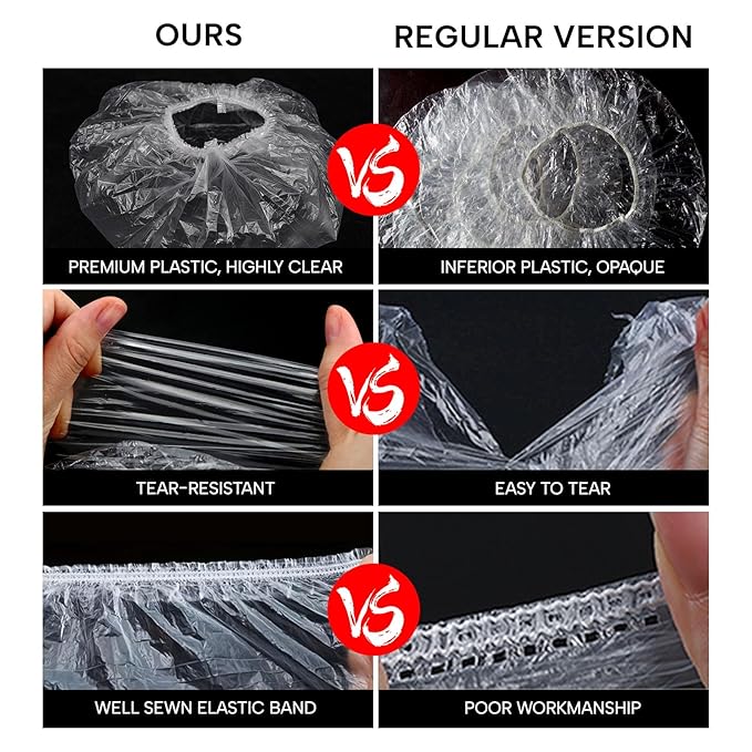 Years calm 100PS Disposable Shower Caps, Plastic Clear Shower Caps, lengthening and thickening Hair Caps for Hair dyeing assistance, Hotel and Hair Salon, Home Use, Portable Travel (Size 20.5"/52cm）