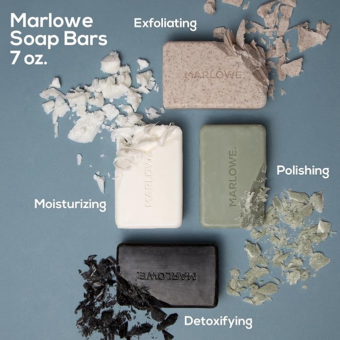 MARLOWE. No. 108 Lightly Exfoliating Soap Bar, 7oz (12 Bars) Polishing, Moisturizing & Cleansing Bar Soap for Men, Made with Natural Ingredients