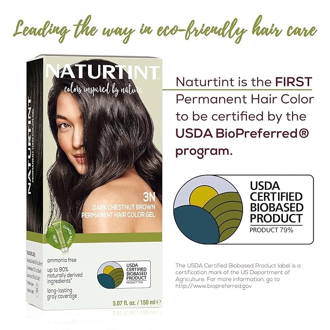 Naturtint 3N Dark Chestnut Brown Permanent Hair Color (Pack of 1), Ammonia Free, Vegan, Cruelty Free, up to 100% Gray Coverage, Long Lasting Results (Packaging may vary)