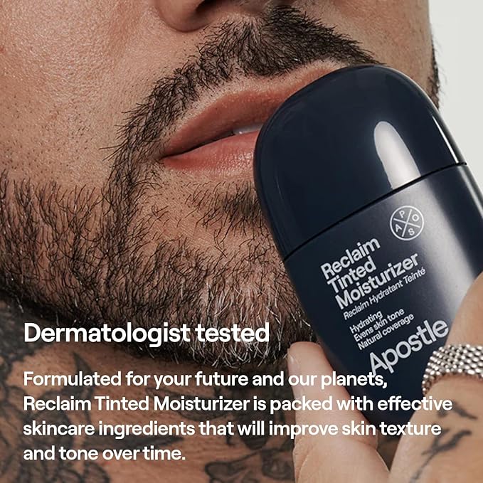 APOSTLE Reclaim Tinted Moisturizer for Men (4 Westmoreland) - Niacinamide, Vitamin E, Squalane, Hyaluronic Acid, Tinted Face Moisturizer For Men. Hydrates, Evens Skin Tone, 1 Fl. Oz.