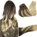 GOO GOO Clip in Hair Extensions Real Human Hair, Remy Human Hair Extensions Clip ins for Women, Natural Human Hair, 24inch 120g 7Pcs, 4/18 Balayage Chocolate Brown Highlighted Dirty Blonde
