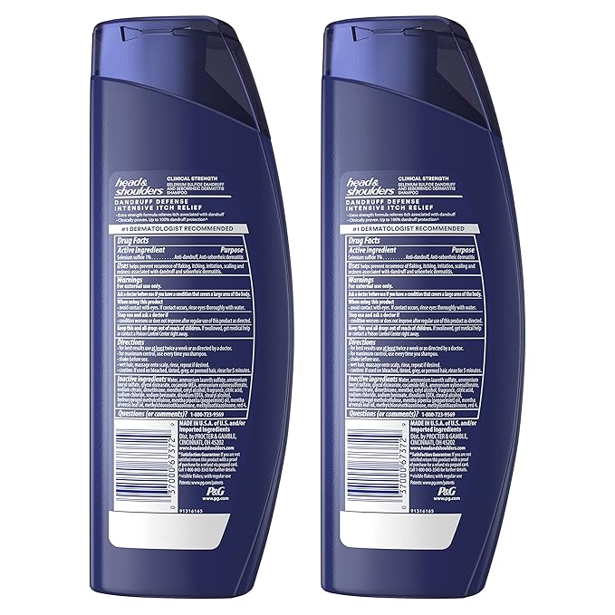 Head & Shoulders Anti-Dandruff Shampoo, Clinical Strength Intensive Itch Relief Twin Pack, 1% Selenium Sulfide, Seborrheic Dermatitis Relief, Itch Relief, 13.5 fl oz Each