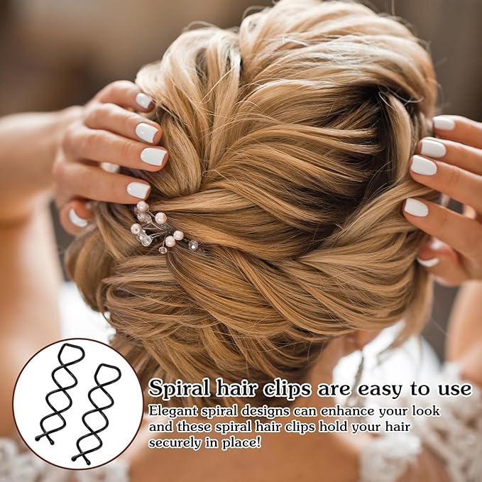 30 Pcs Spiral Hair Pins, Spin Pins for Hair, Alloy Spiral Bobby Pins, Bun Twist Spiral Hair Pins with Non-scratch Rounded Tips for Women Bun Hair Style (Black)