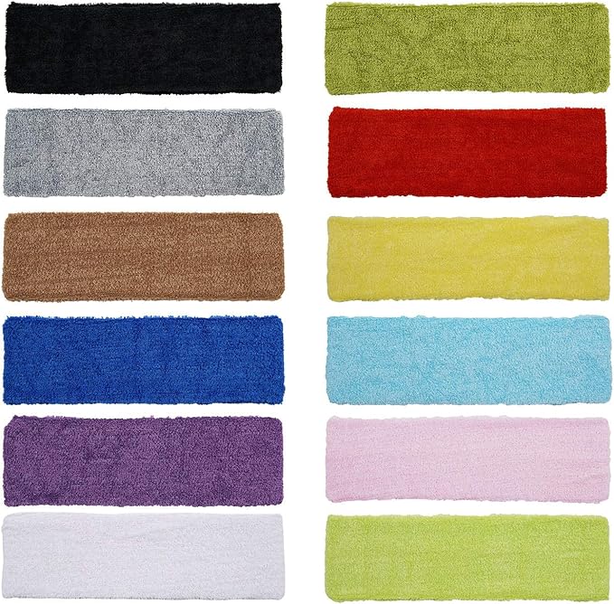 INNOLIFE 12 Pack Thin Mixed Colors Gym Workout Unisex Yoga Soft Cotton Stretchy Headbands Sweatbands Sports Indoor Outdoor Yoga Dance Exercise Fitness Headbands