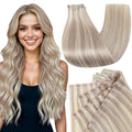 Full Shine Clip in Hair Extensions 22 inch 160g 8Pcs Seamless Human Hair Clip in Extensions Ash Blonde Mix Bleach Blonde Remy Hair Clip ins PU Skin Weft